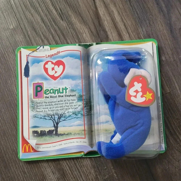 Peanut The Royal Blue Elephant Legend TY Beanie Baby Plush McDonalds Vintage NEW - Picture 1 of 8